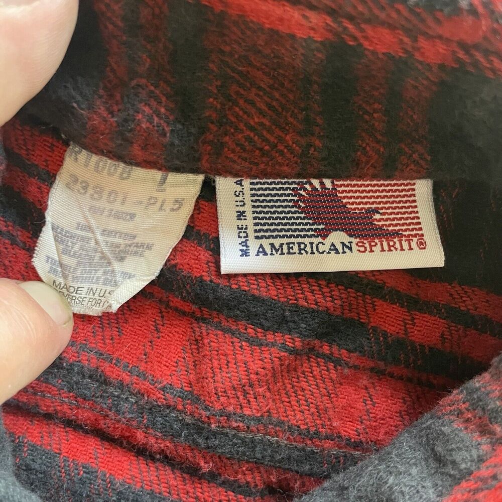 American Spirit Vintage Flannel Shirt‎ Buffalo Plaid Lumberjack USA Made Mens XL - Picture 3 of 6